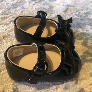 Newborn black patent leather shoes